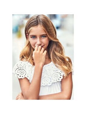 Size 10 Girls Mayoral Kids' White Eyelet Ruffle Top